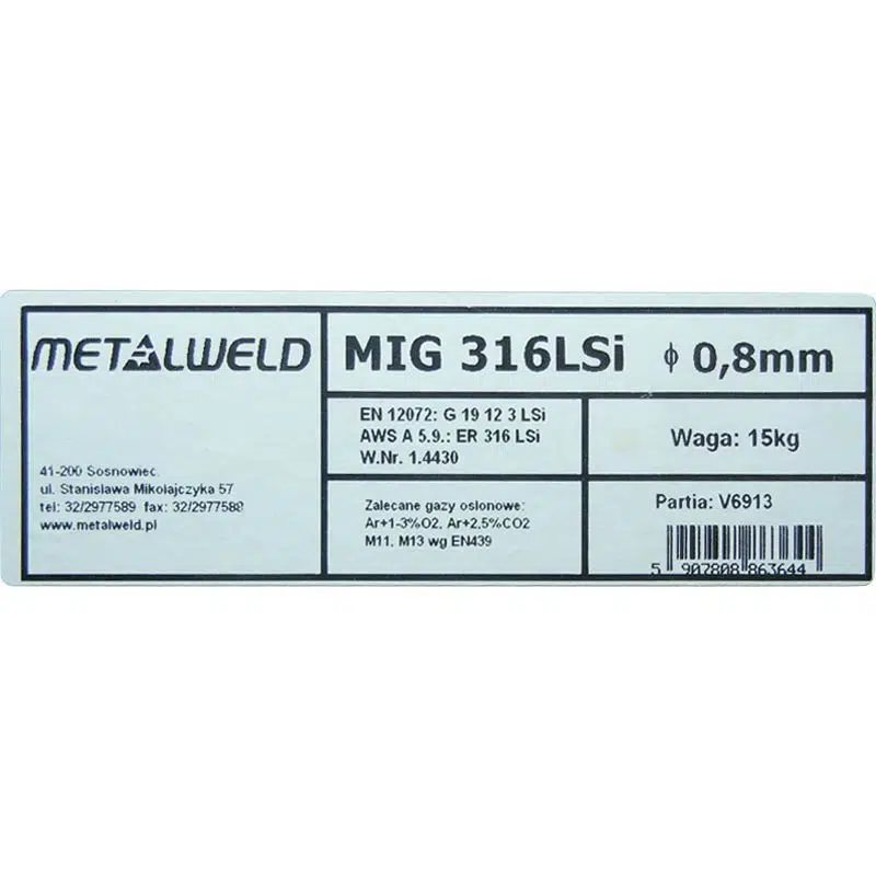 546 Sarma Sudura MIG MAG Metalweld Inox 316 LSi 0.8mm 15 Kg